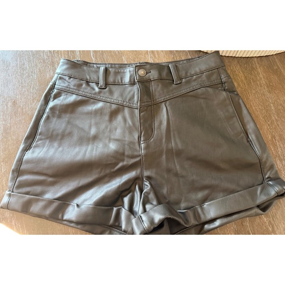 American Eagle Outfitters Pants - American Eagle Black Faux Leather Super Stretch Shorts High Waisted Size 8 NWT